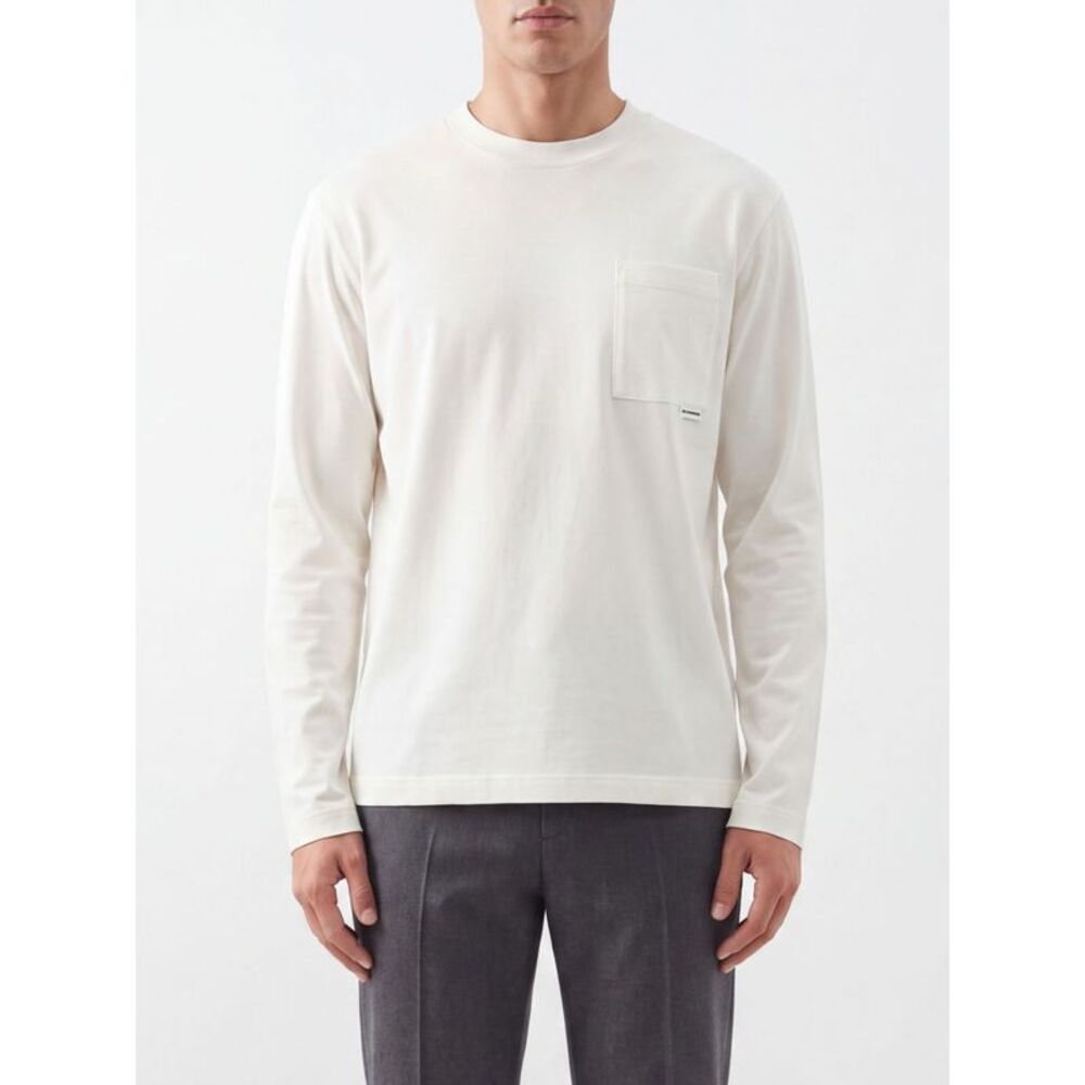 Jil Sander Men Jil Sander Long-Sleeved Cotton T-Shirt With Patch Pocket